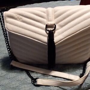 INC International Concepts White Quilted Crossbody Bag